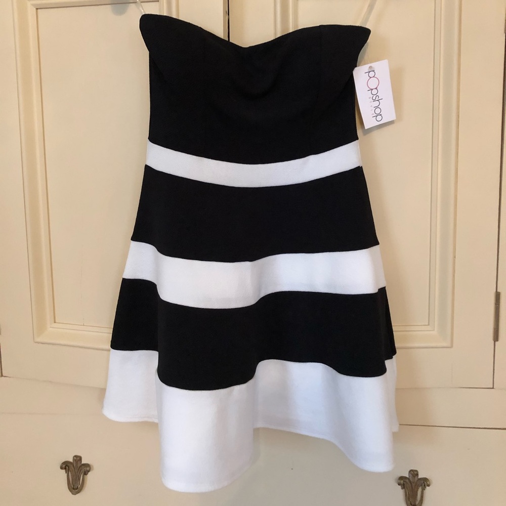 Popshop style black and white mini dress.
